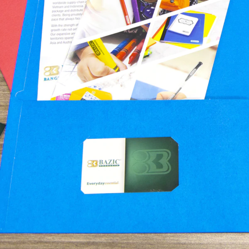 BAZIC Premium Color 2-Pockets Portfolios - Pack of 25