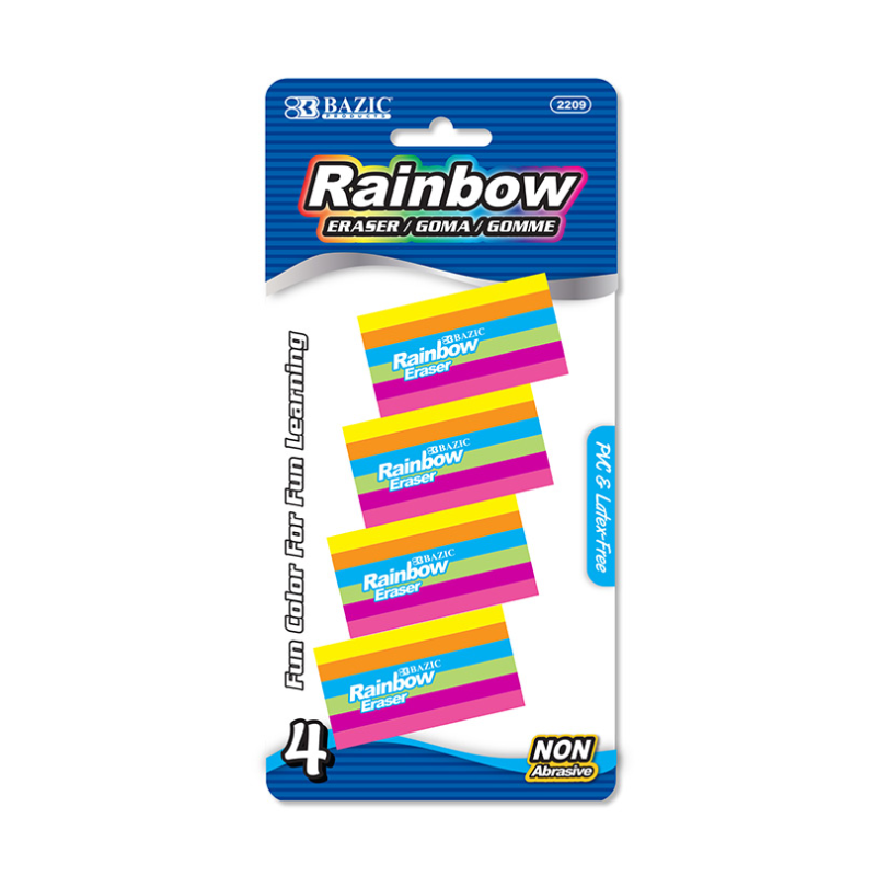 BAZIC Rainbow Eraser (4/Pack)