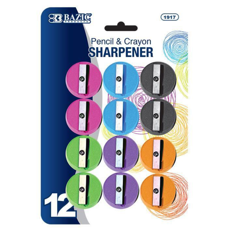 BAZIC Round Pencil Sharpener (12/Pack)