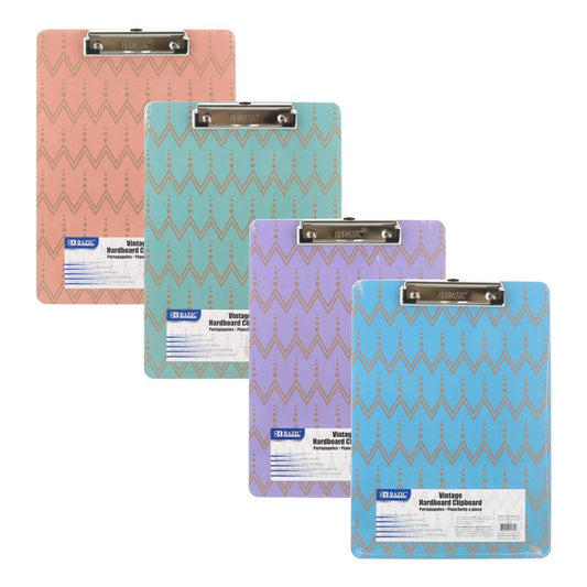 BAZIC Standard Size Vintage Hardboard Clipboard w/ Low Profile Clip - Chevron