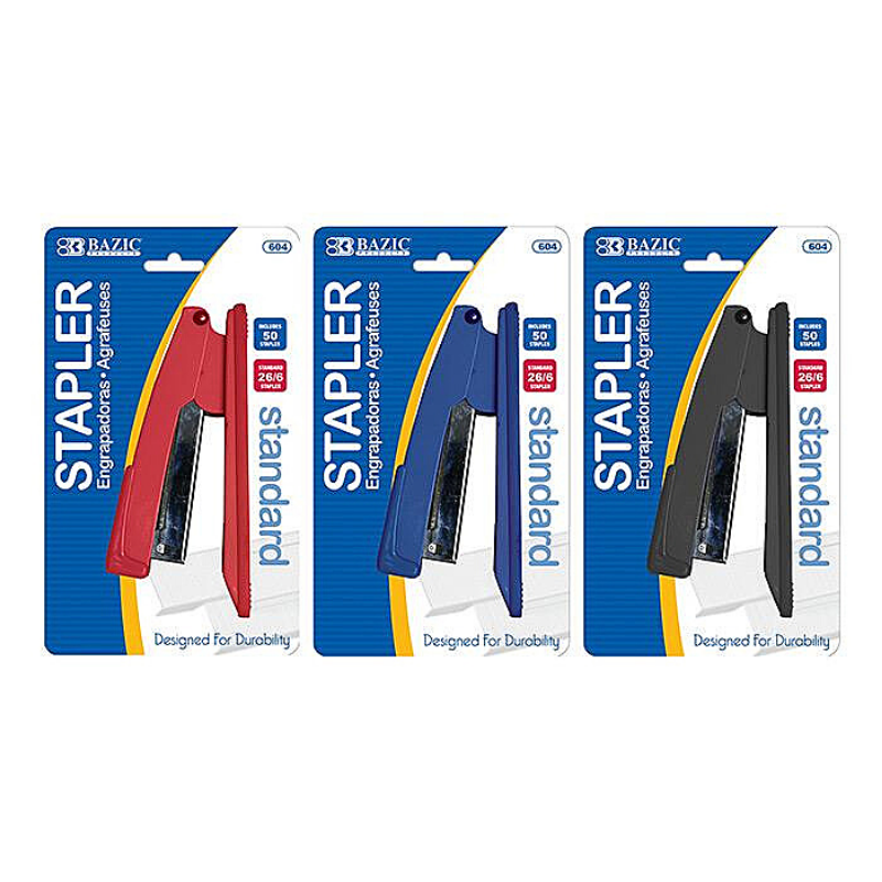 BAZIC Standard (26/6) Metal Stapler w/ 50 Staples - The Up Shop – Very ...
