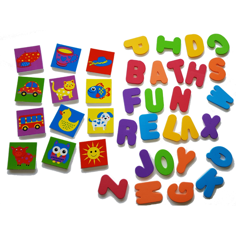 Buddy & Barney Bath Stickers - Foam Alphabet - Spell & Learn