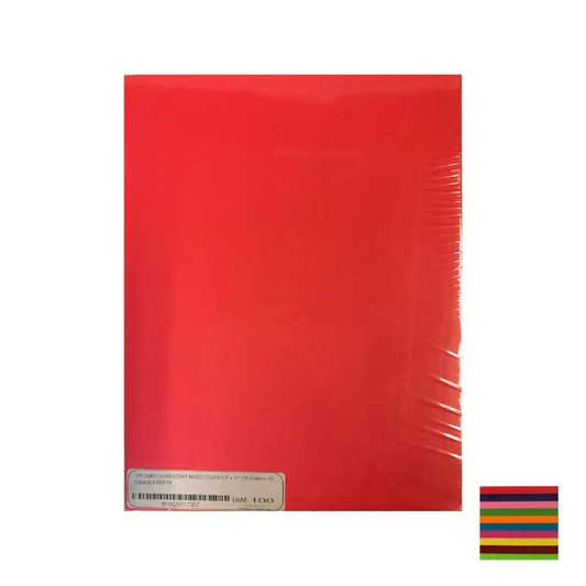 BriCha 176gsm Coloured Board (100 Sheets) - Assorted - 8.5" x 11"