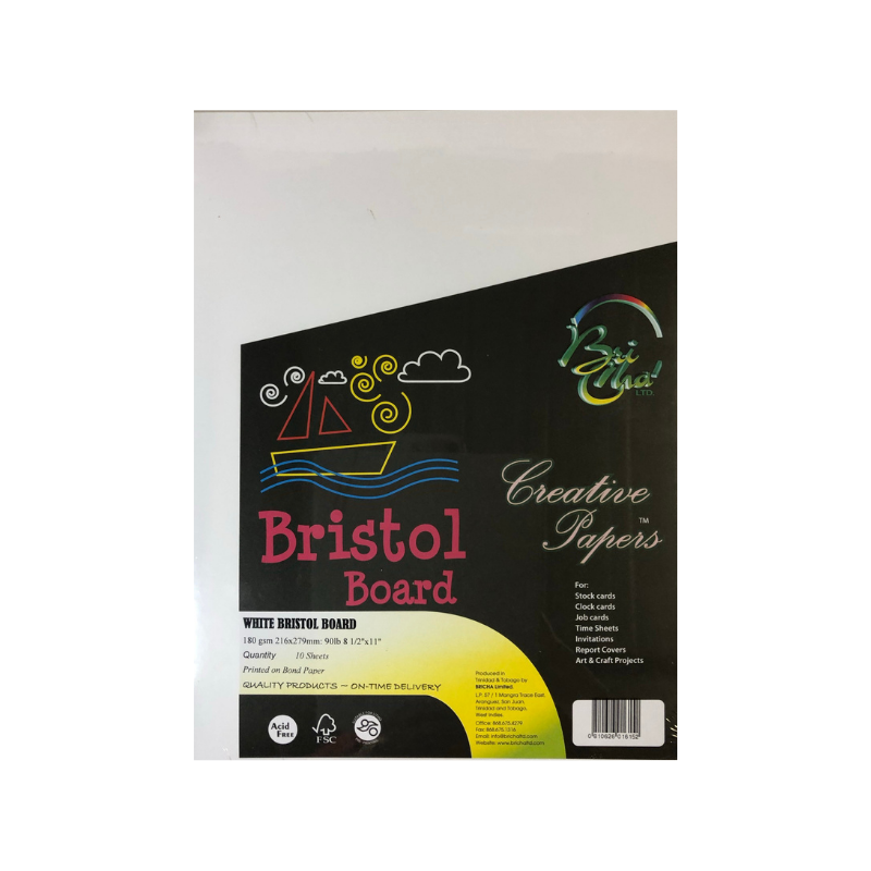 BriCha 180gsm Bristol Board (10 Sheets) - 8.5" x 11"