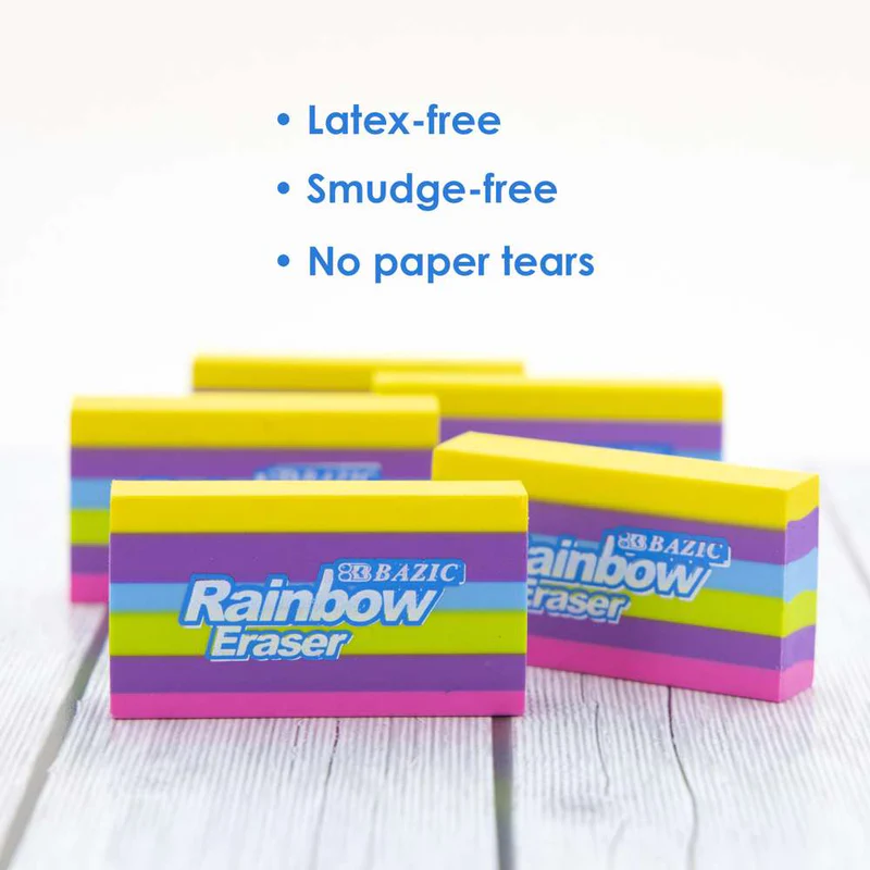 BAZIC Rainbow Eraser (4/Pack)