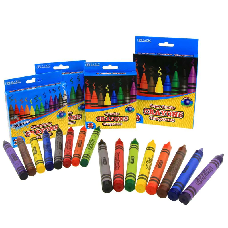 BAZIC Premium Jumbo Crayons (8/Pack)