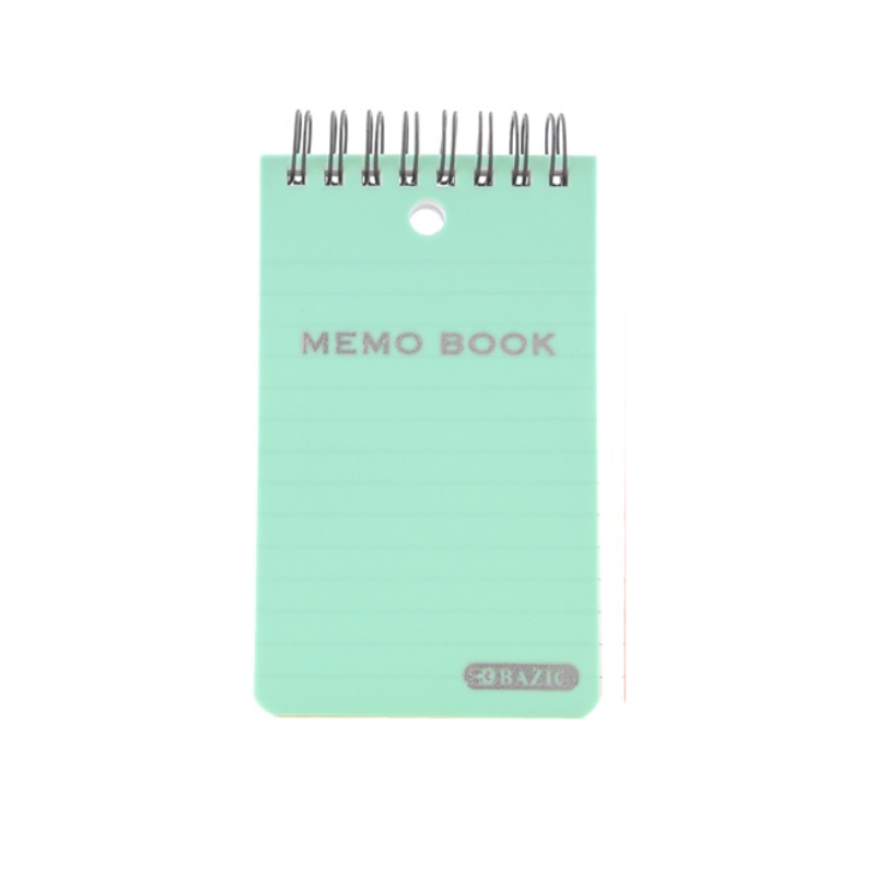 BAZIC 3" x 5" Poly Cover Top Bound Spiral Memo Book (100 Sheets)