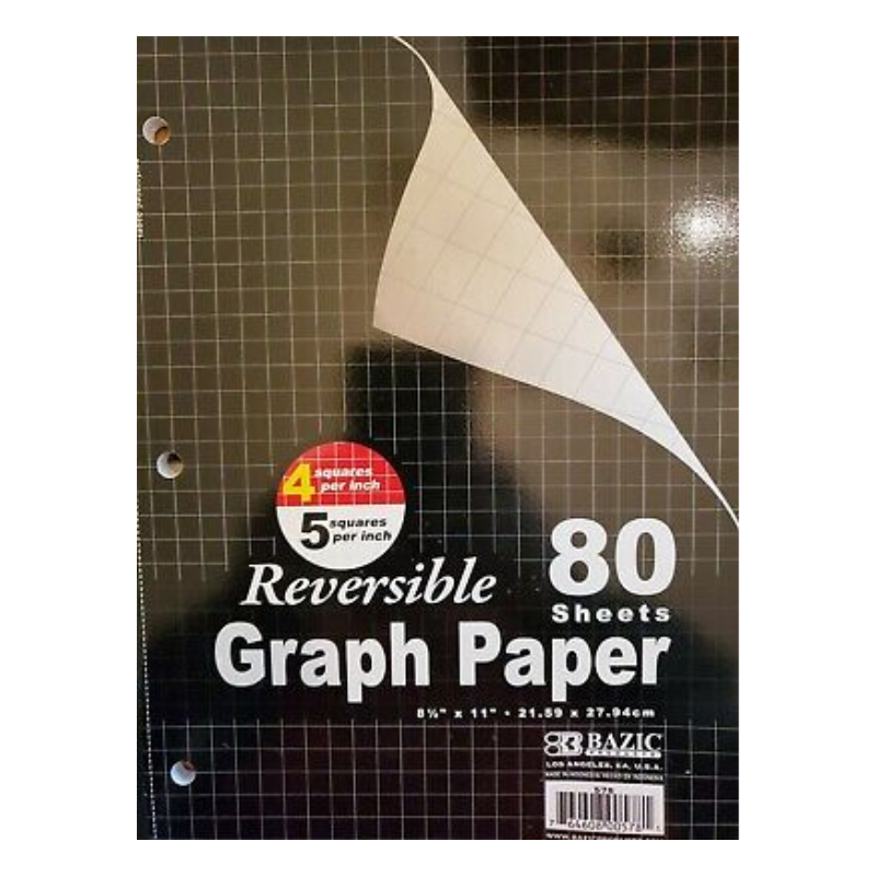 BAZIC 4/5" Quad Ruled Graph Paper Notebook (80 Sheets)