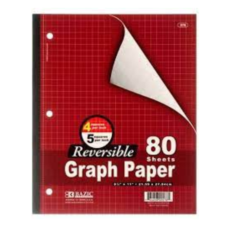 BAZIC 4/5" Quad Ruled Graph Paper Notebook (80 Sheets)