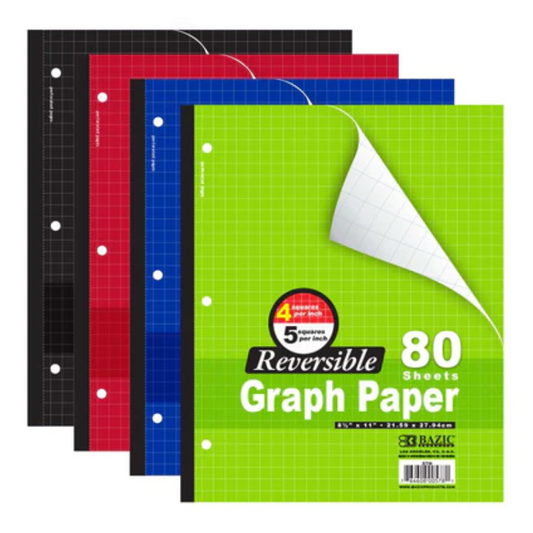 BAZIC 4/5" Quad Ruled Graph Paper Notebook (80 Sheets)