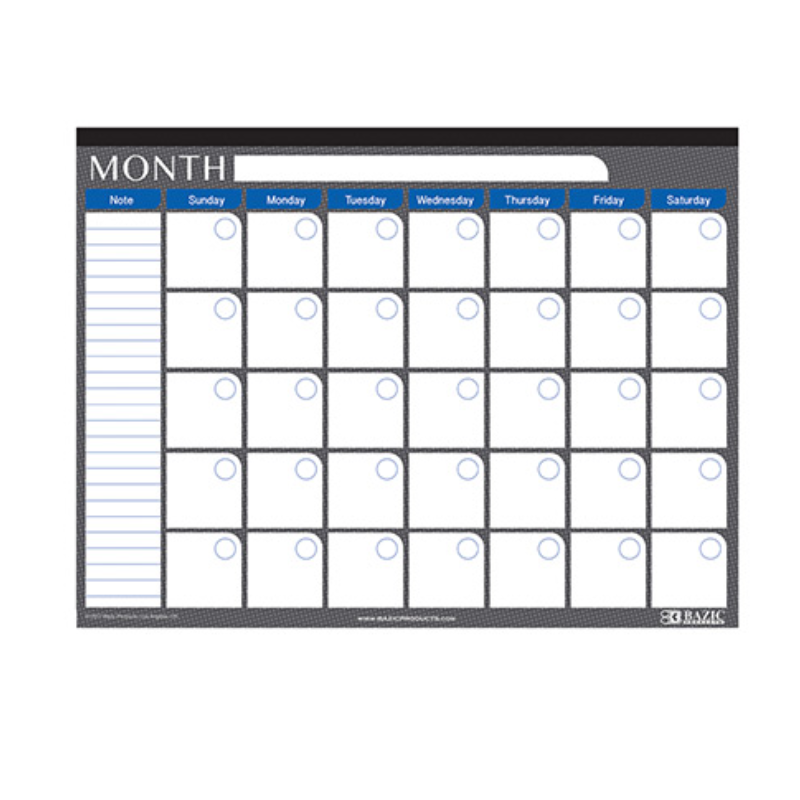 BAZIC 17" X 22" Undated 12-Month Desk Pad Calendar