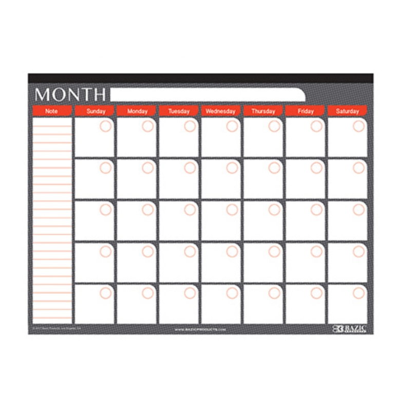 BAZIC 17" X 22" Undated 12-Month Desk Pad Calendar