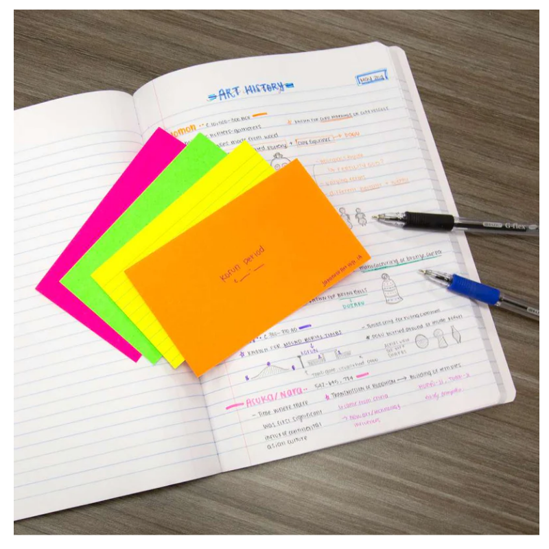 BAZIC 3" x 5" Ruled Fluorescent Coloured Index Card (75 Sheets)