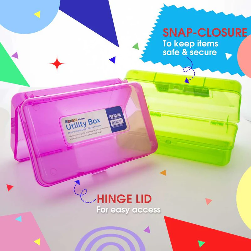 BAZIC Bright Colour Multipurpose Utility Box / Pencil Case