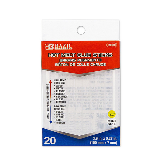 BAZIC Dual Temp. Mini Hot Melt Glue Sticks 3.9" x 0.27" (20/Pack)