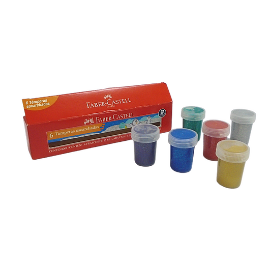 Faber-Castell 15ml Tempera Glitter Paints (6/Pack)