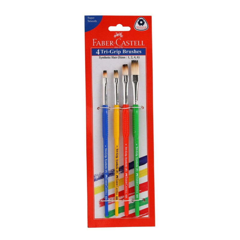 Faber-Castell Tri-Grip Flat Brush (4/Pack)