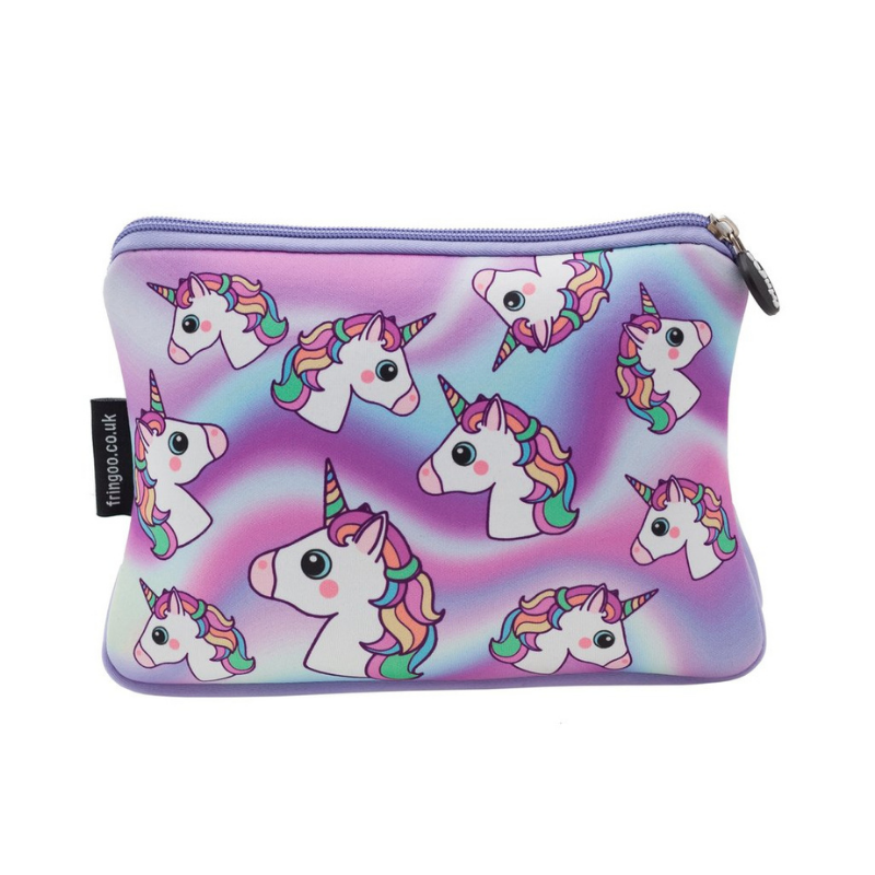 Fringoo Large Soft Neoprene Pencil Case - Hologram Unicorn