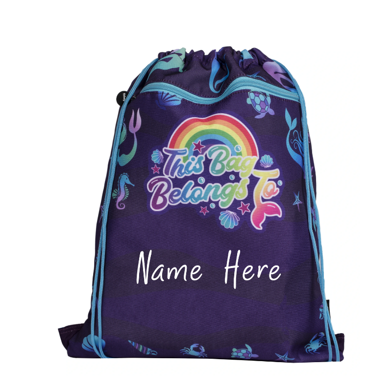 Fringoo Personalised Drawstring Bag - Purple Mermaids