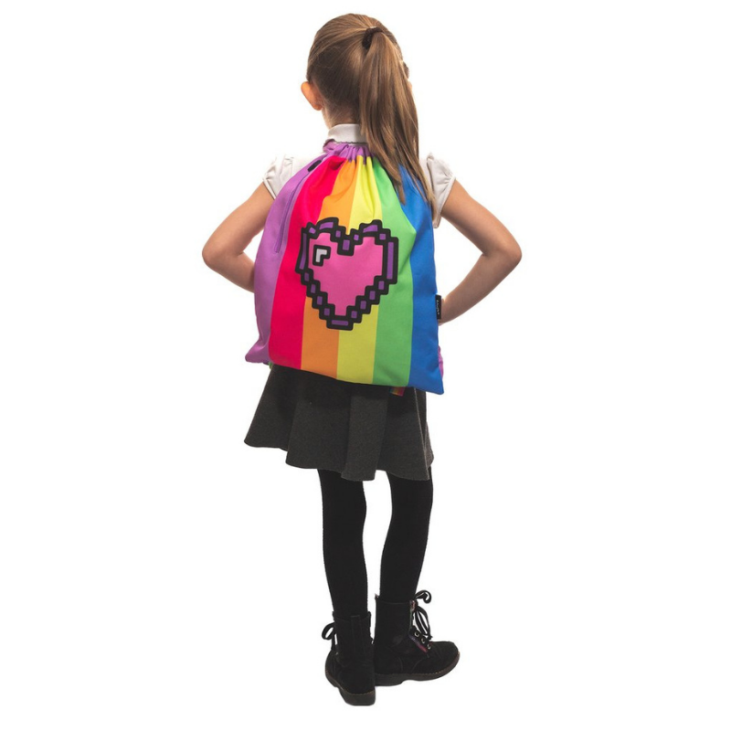 Fringoo Strap Drawstring Bag - Pixel Heart