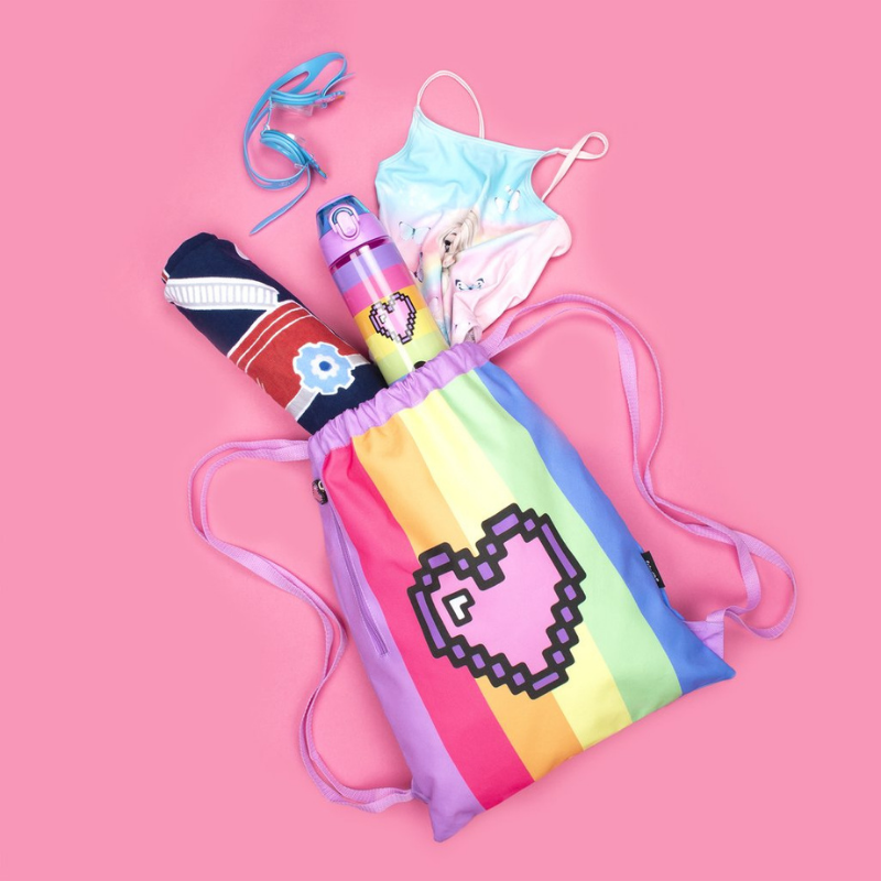 Fringoo Strap Drawstring Bag - Pixel Heart