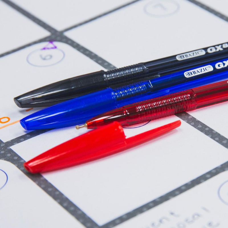 BAZIC GX-8 Red Oil-Gel Ink Pen (6/Pack)