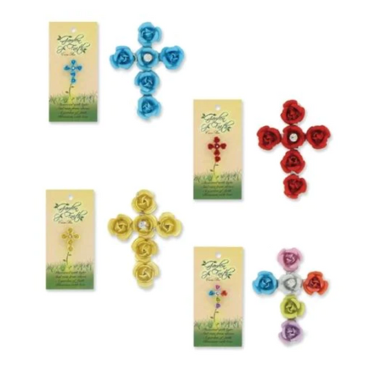 Garden of Faith Rose Cross Pin