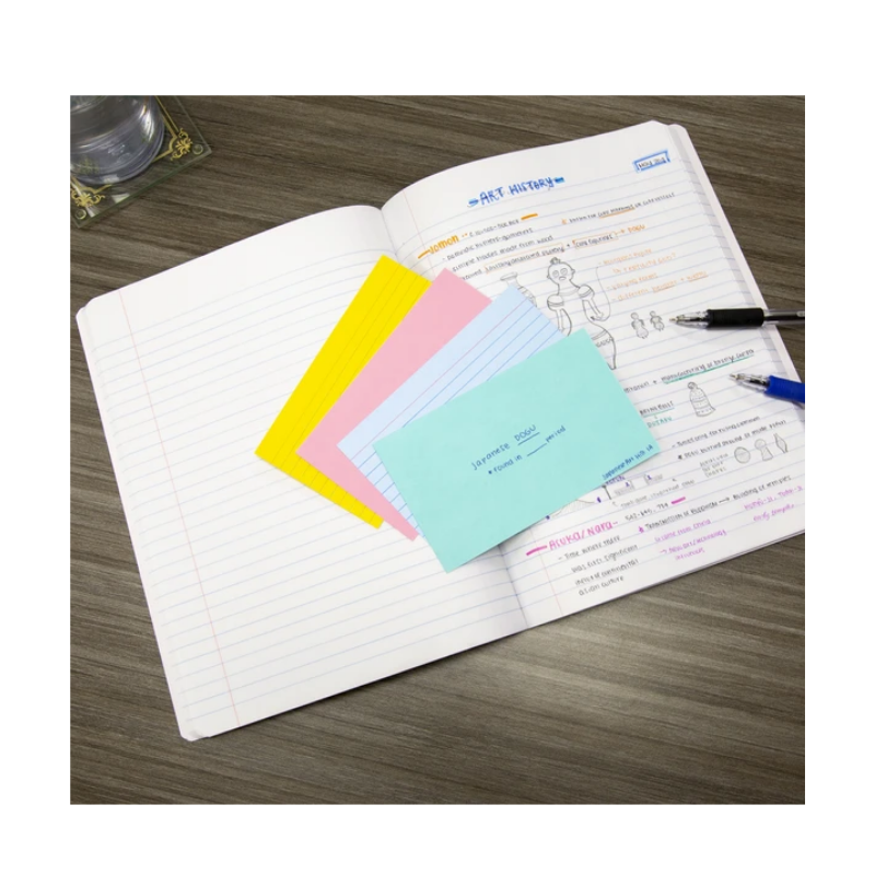 BAZIC 3" x 5" Spiral Bound Ruled Coloured Index Card (50 Sheets)