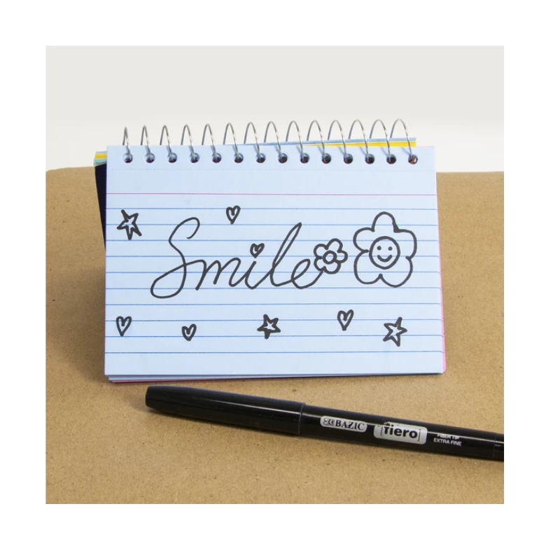 BAZIC 3" x 5" Spiral Bound Ruled Coloured Index Card (50 Sheets)