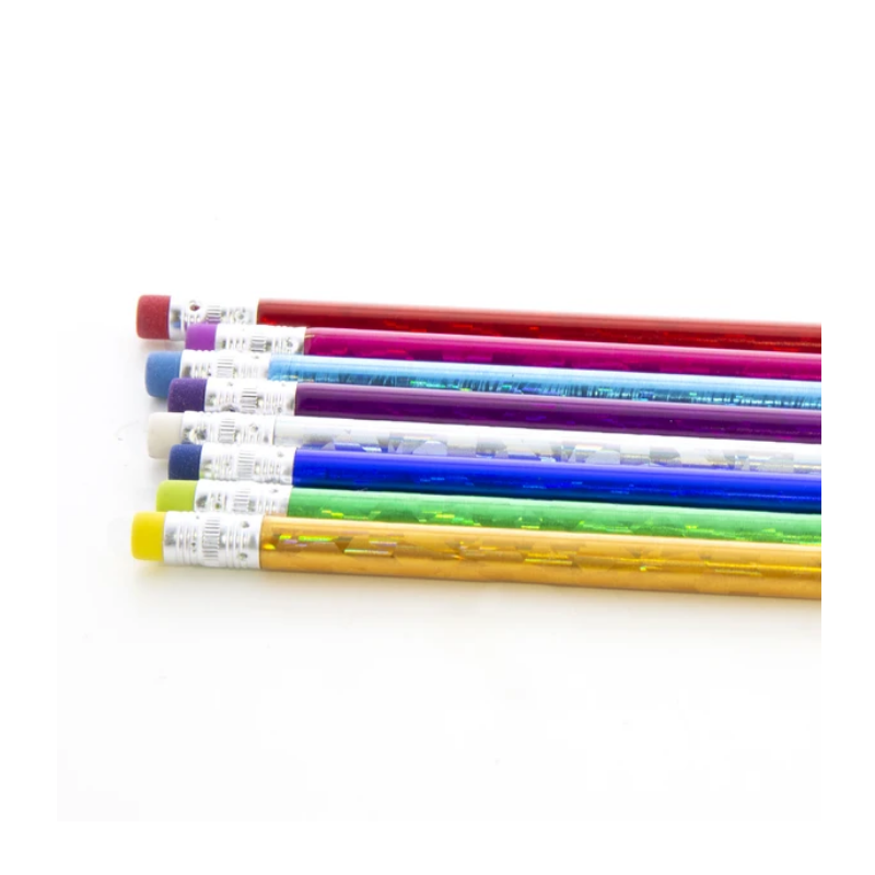 BAZIC Metallic Laser Foil Wood Pencil w/ Eraser (8/Pack)