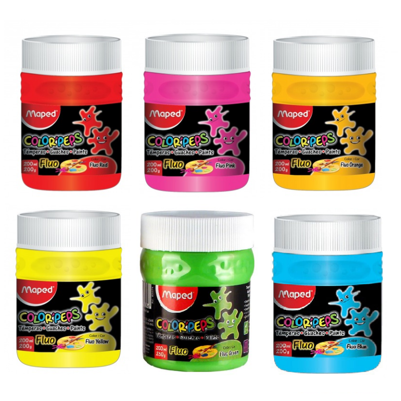 Map Pot Color Maped Color Peps Tempera 200ml Paint Pots - Fluorescent - The Up Shop