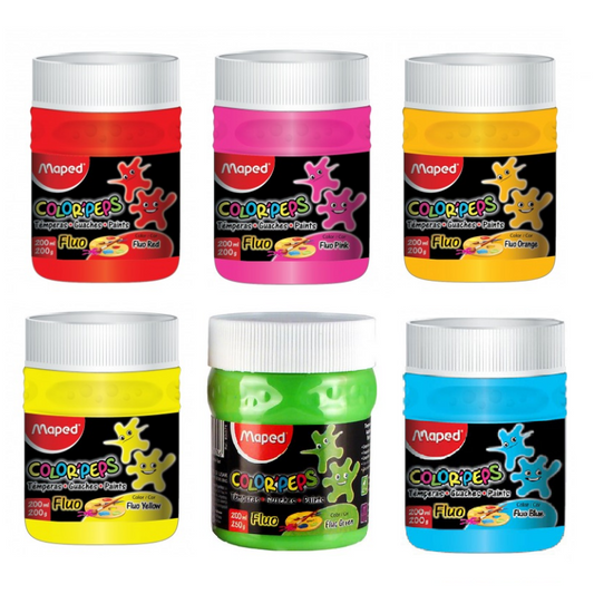 Maped Color Peps Tempera 200ml Paint Pots - Fluorescent