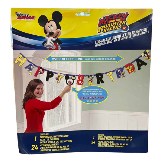 Mickey Mouse 10.5ft Jumbo Letter Happy Birthday Banner Kit