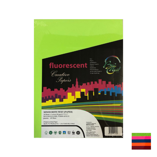 BriCha 90gsm Coloured Paper (100 Sheets) - Assorted - 8.5" x 11"