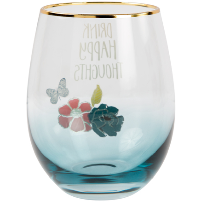 Pavilion 18oz Stemless Wine Glass - Drink Happy Thoughts