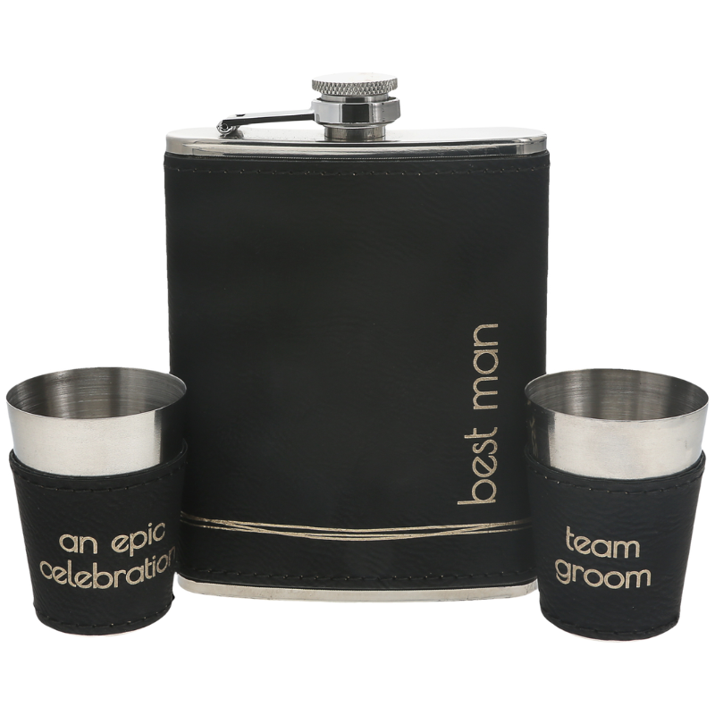 Pavilion 8oz Flask & 1.5oz Shot Glasses in a Gift Box - Best Man