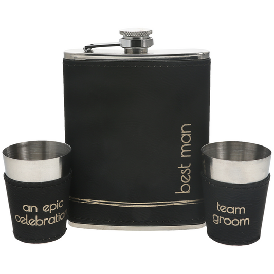 Pavilion 8oz Flask & 1.5oz Shot Glasses in a Gift Box - Best Man