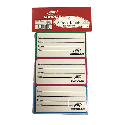 Scholar 4" X 2.5" School Labels (12/Pack)
