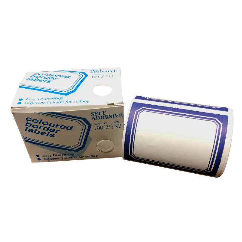 2" X 2.5" Blue Border Labels (100/box)