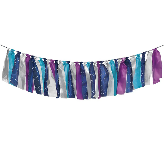 6ft Sparkling Sapphire Ribbon Garland